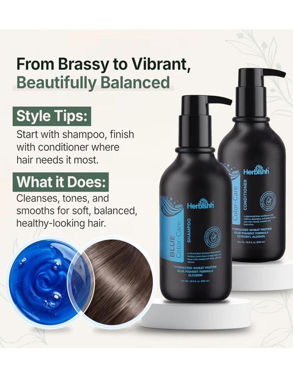 Blue Shampoo & Conditioner Set, Neutralizes Brassy & Orange Tones - Picture 4 of 10